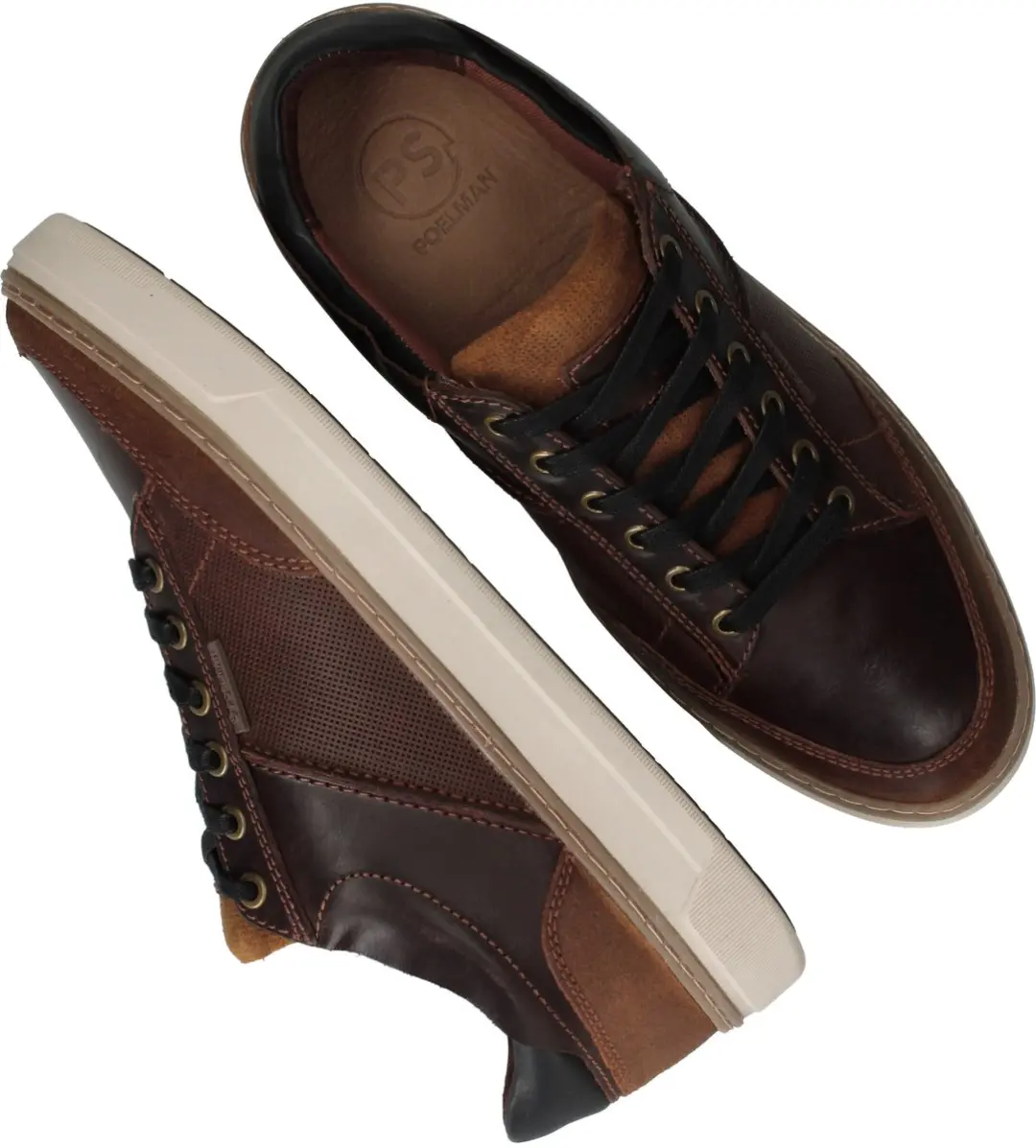 PS Poelman Heren Sneakers Bruin - Maat 45 - afbeelding 3 van 6