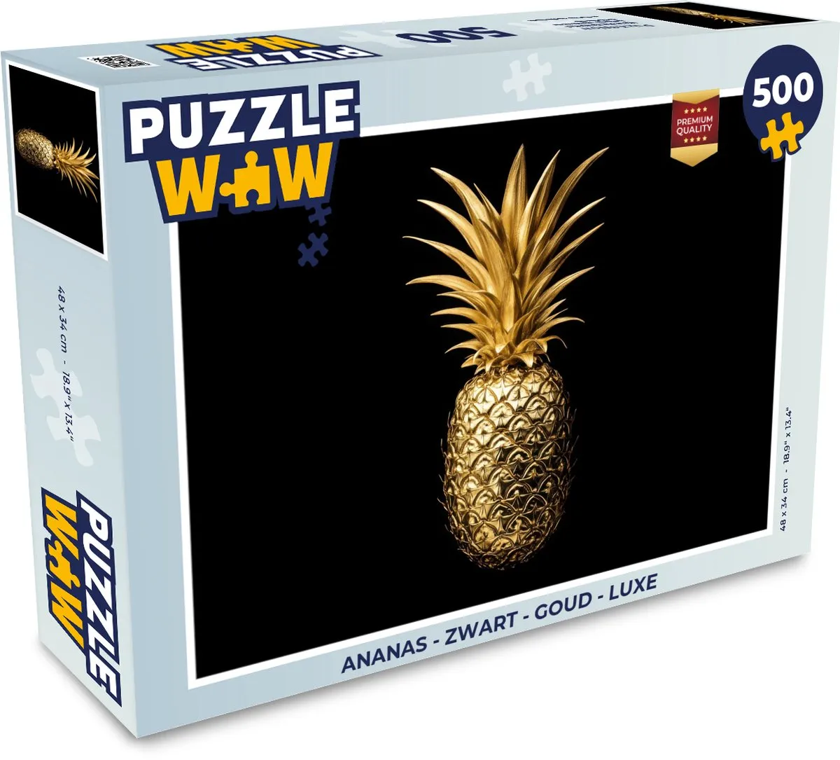 PuzzleWow Ananas Puzzel 500 Stuks - Zwart/Goud Luxe