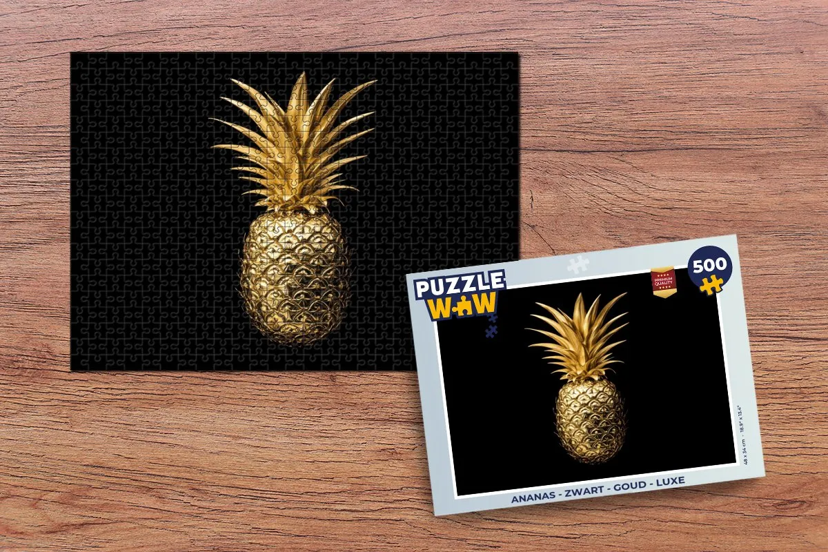 PuzzleWow Ananas Puzzel 500 Stuks - Zwart/Goud Luxe