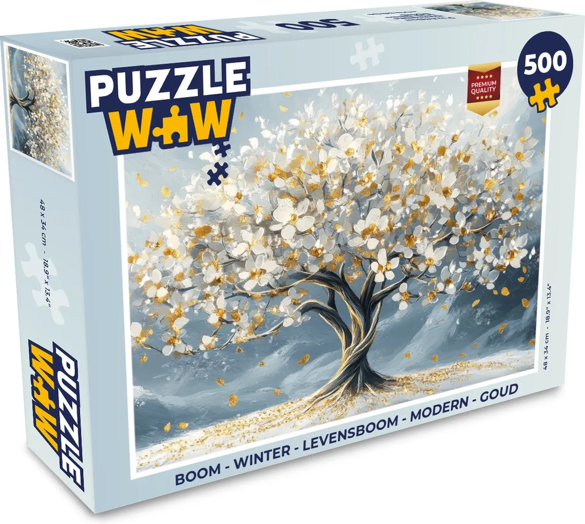 PuzzleWow Boom Winter Levensboom Legpuzzel 500 Stuks - Goud