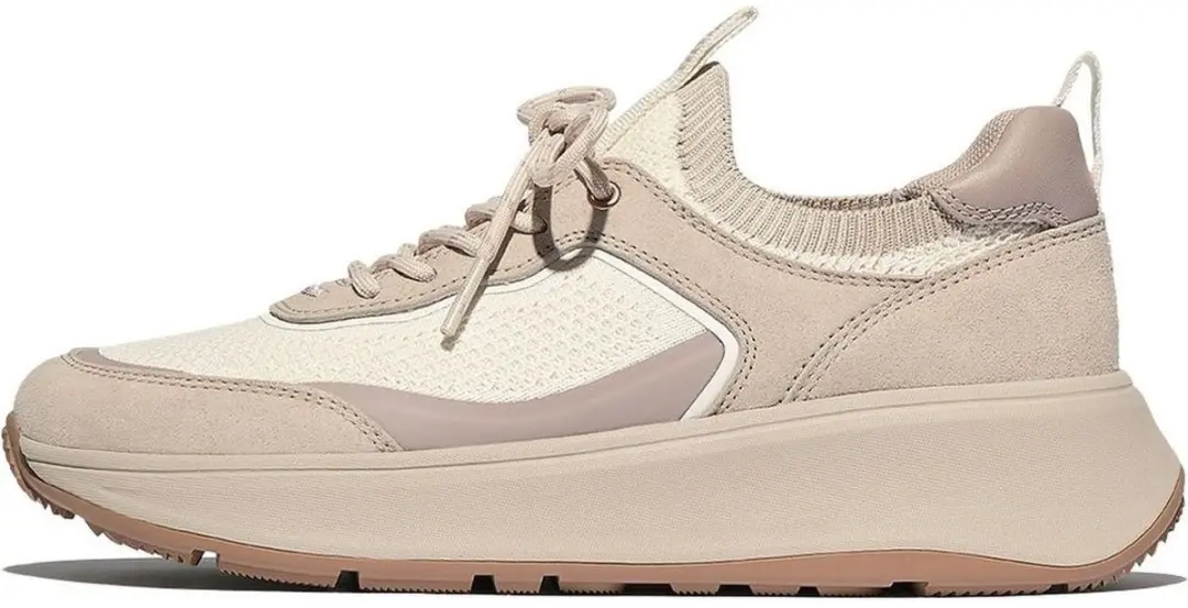 FitFlop F-Mode Suede/Knit Flatform Slip-On - Beige