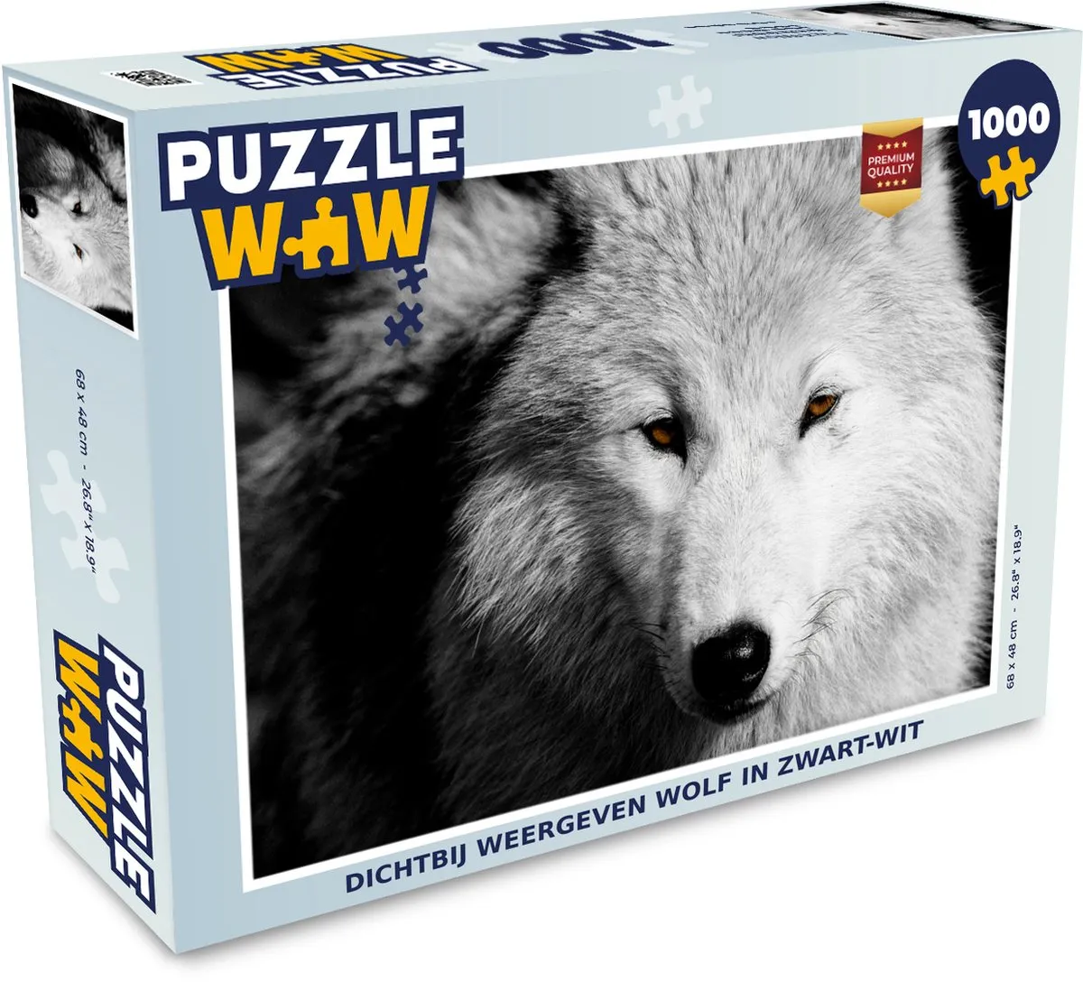 PuzzleWow Legpuzzel Dichtbij weergeven wolf 1000 Stuks - Multicolor