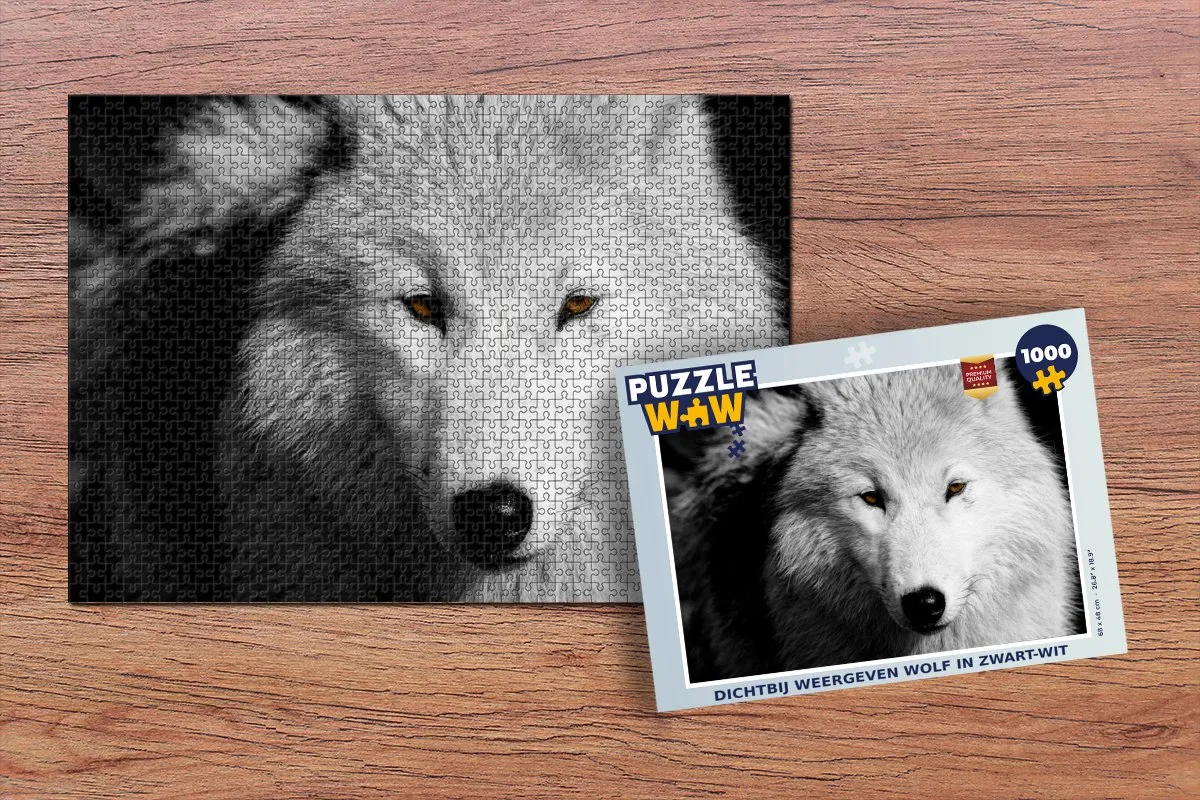 PuzzleWow Legpuzzel Dichtbij weergeven wolf 1000 Stuks - Multicolor