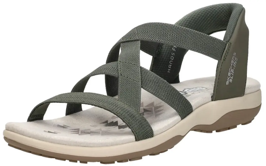 Skechers Reggae Slim Stretch Flex Dames Sandalen 39 - Olijf