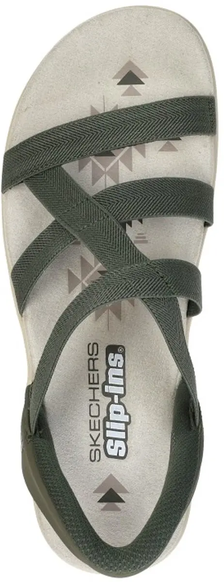 Skechers Reggae Slim Stretch Flex Dames Sandalen 39 - Olijf