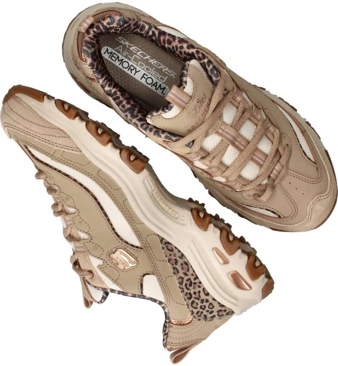 Skechers D'Lites Wild Charm Veterschoenen - Taupe/Multi - afbeelding 3 van 6