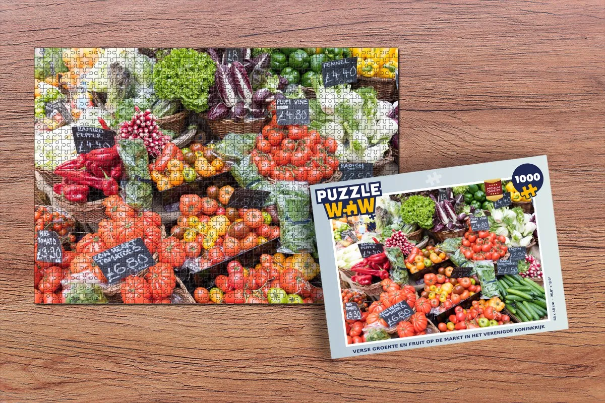 PuzzleWow Markt Fruitkisten Legpuzzel 1000 Stuks - Multicolor