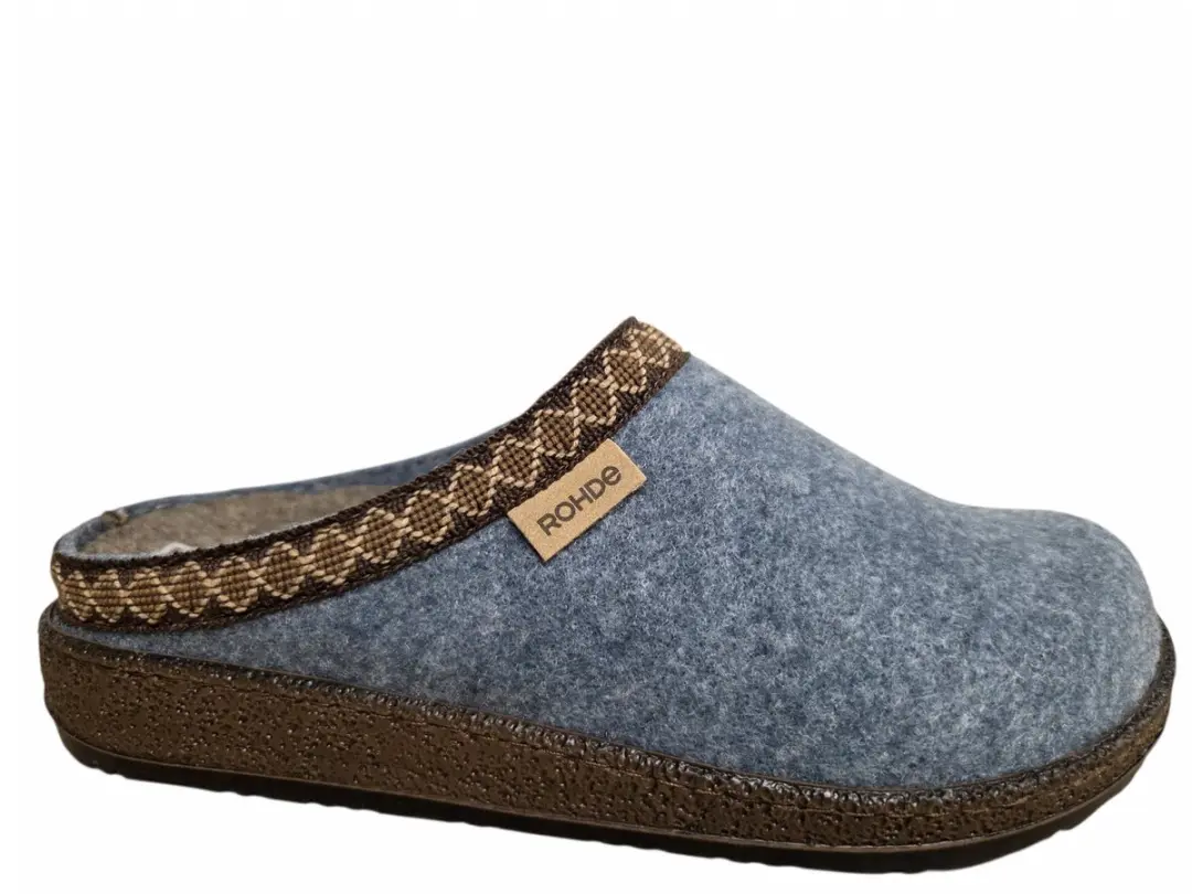 Rohde 6425 55 Pantoffels Open Sloffen Licht Blauw Vilt Dames