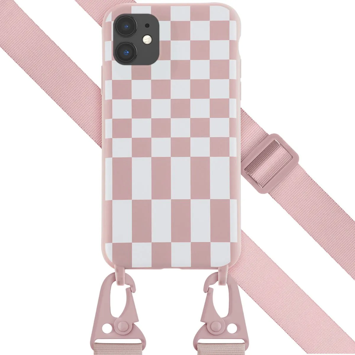 Selencia Hoesje iPhone 11 Irregular Check Sand Pink