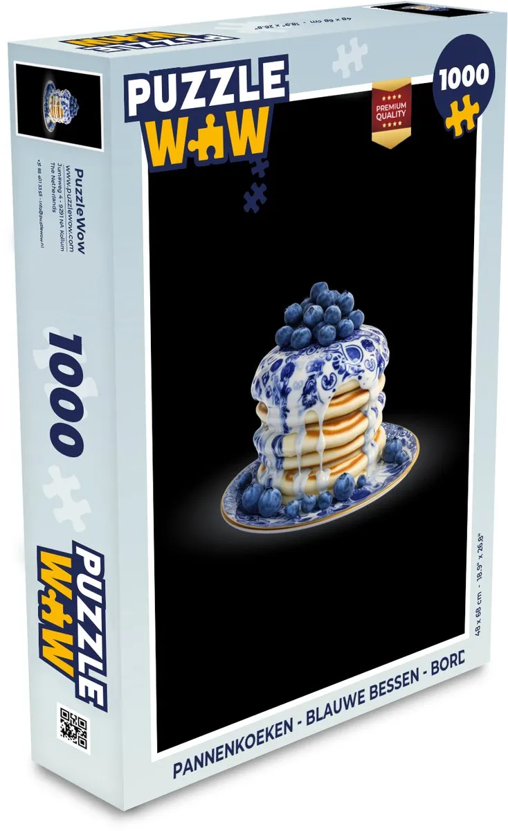 PuzzleWow Pannenkoeken Legpuzzel 1000 Stuks - Delftsblauw