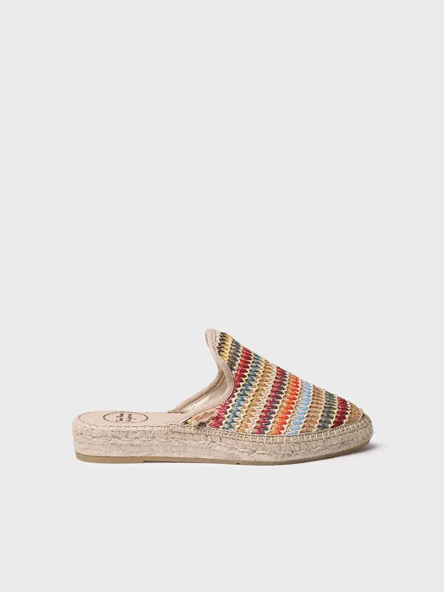Veelkleurige raffia babouche voor dames in espadrillestijl