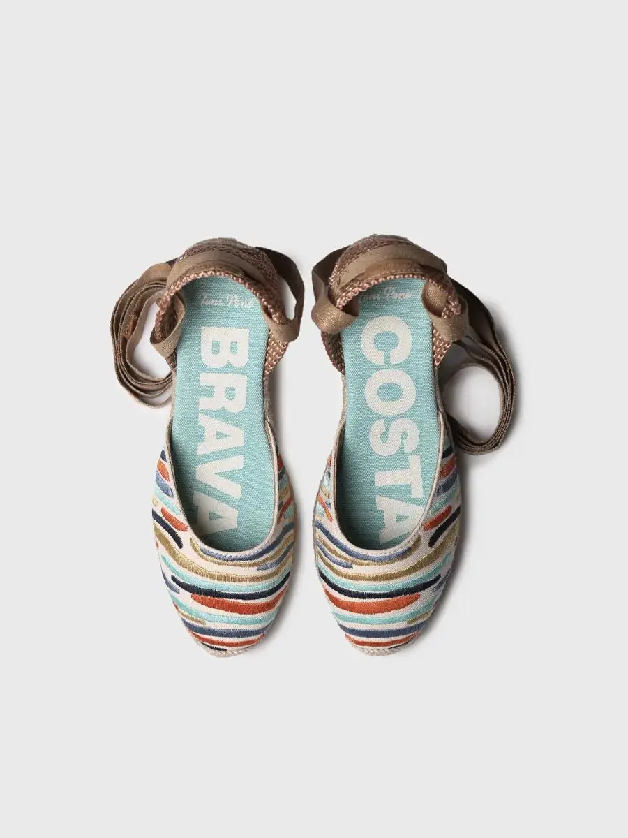 Geborduurde espadrilles met sleehak voor dames