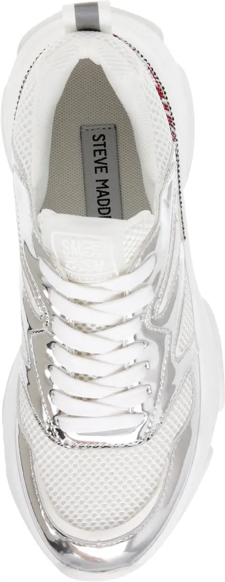 Steve Madden Medallist2 Damestrainers 39 - Zilver/Wit