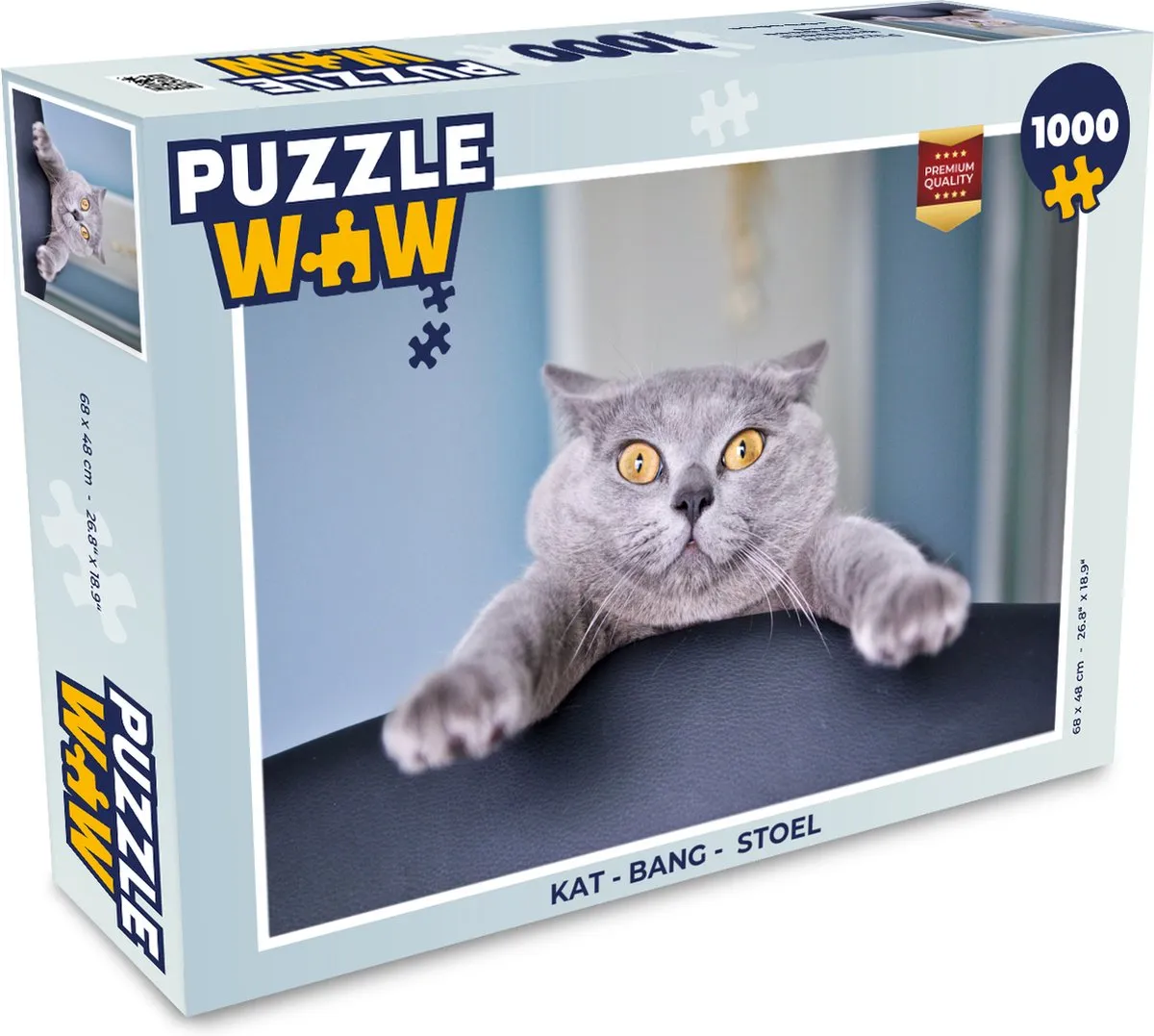PuzzleWow Kat - Bang Stoel Legpuzzel 1000 Stuks - Multicolor