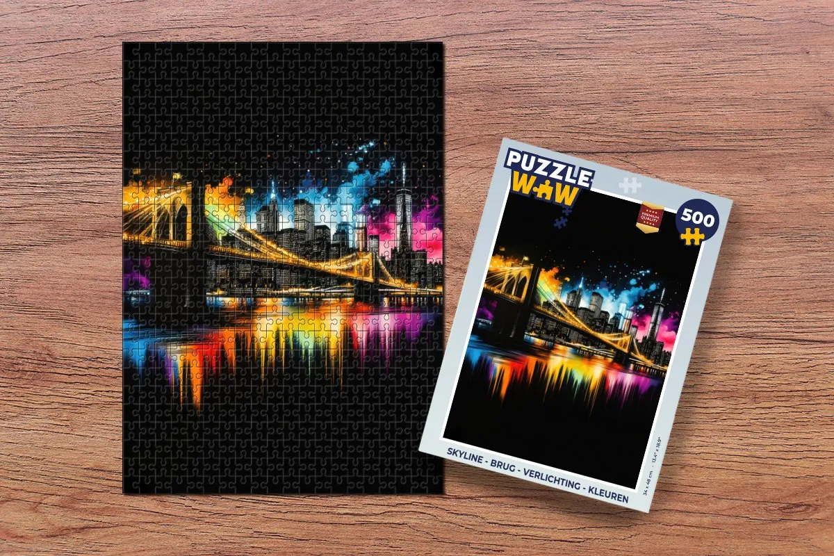 PuzzleWow Skyline Brug Verlichting Legpuzzel 500 Stuks - MPN 8721179516551