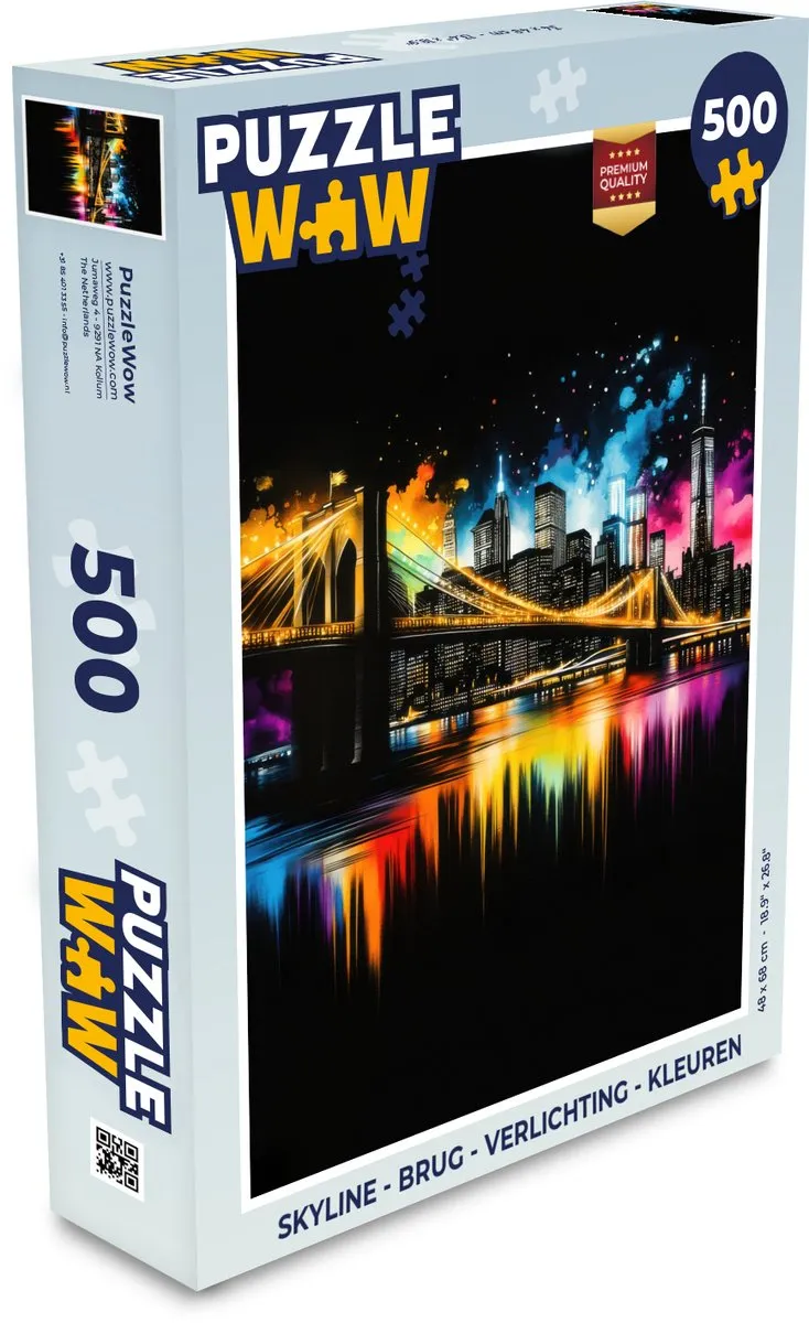 PuzzleWow Skyline Brug Verlichting Legpuzzel 500 Stuks - MPN 8721179516551