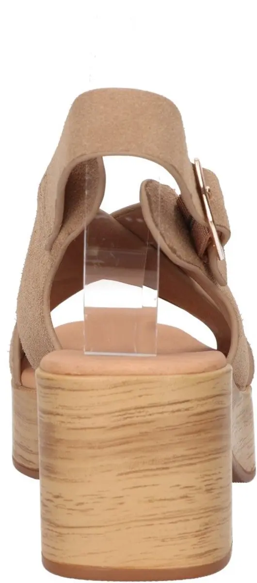 La Strada Platform Sandaal - Beige Leer - Maat 41