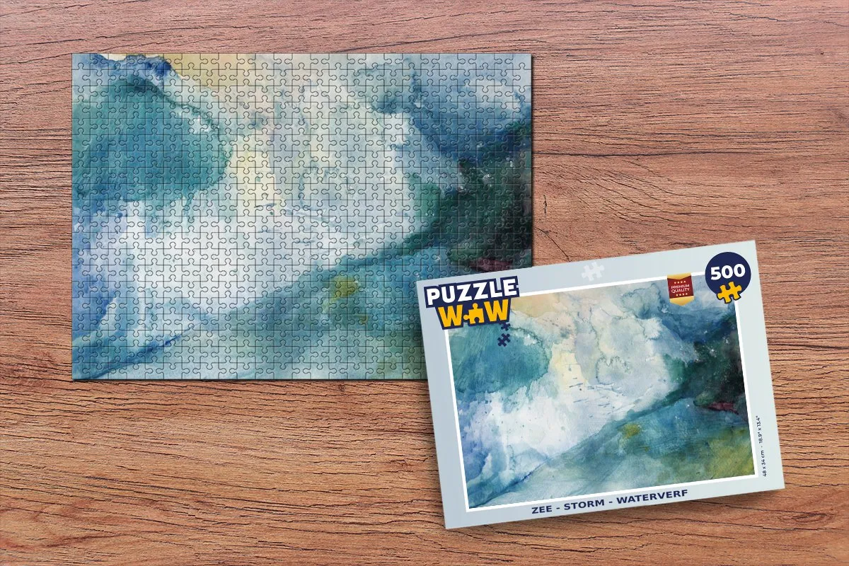 PuzzleWow Zee Storm Waterverf Legpuzzel 500 Stuks - Multicolor