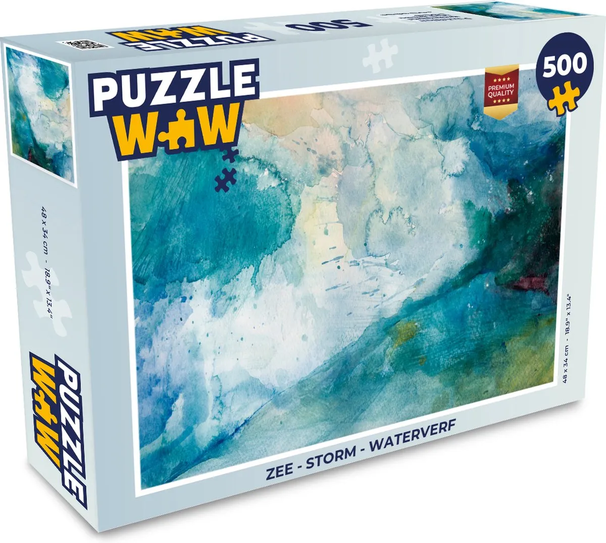 PuzzleWow Zee Storm Waterverf Legpuzzel 500 Stuks - Multicolor