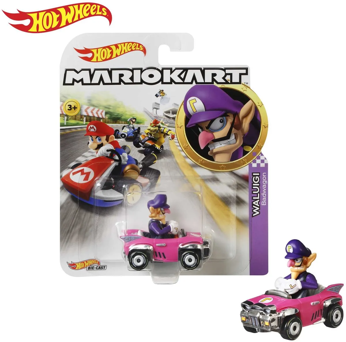 Hot Wheels Super Mario Kart Waluigi Voertuig GJH54