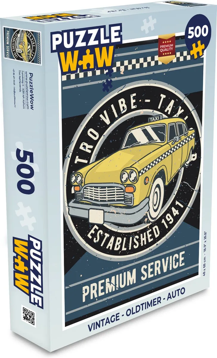 PuzzleWow Vintage Oldtimer Legpuzzel 500 Stuks - Multicolor