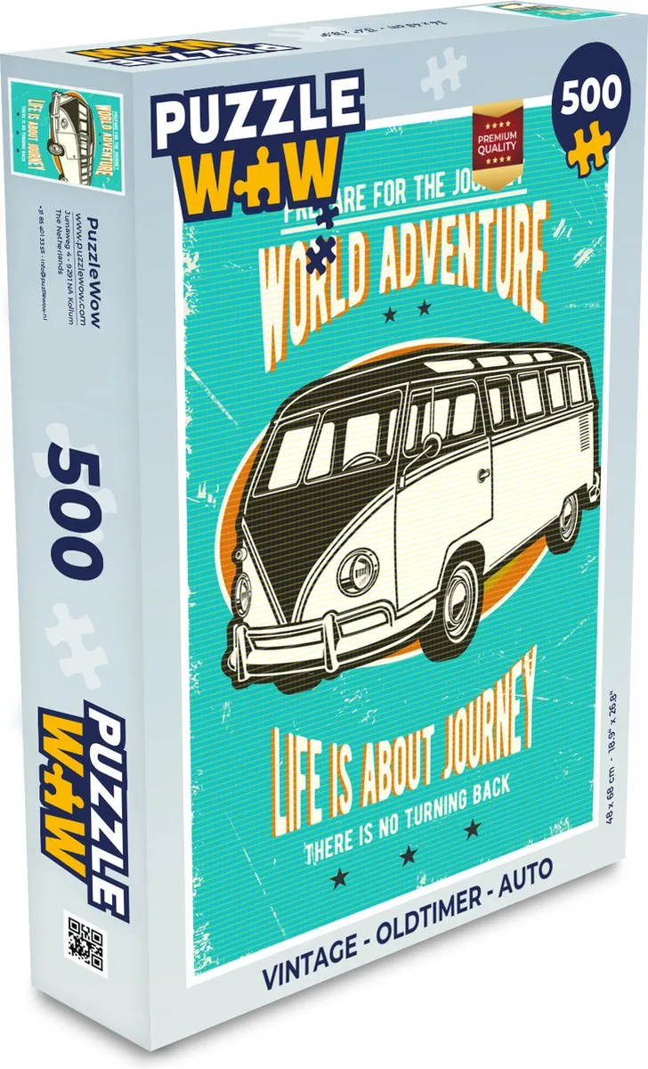 PuzzleWow Vintage Oldtimer Legpuzzel 500 Stuks - Multicolor