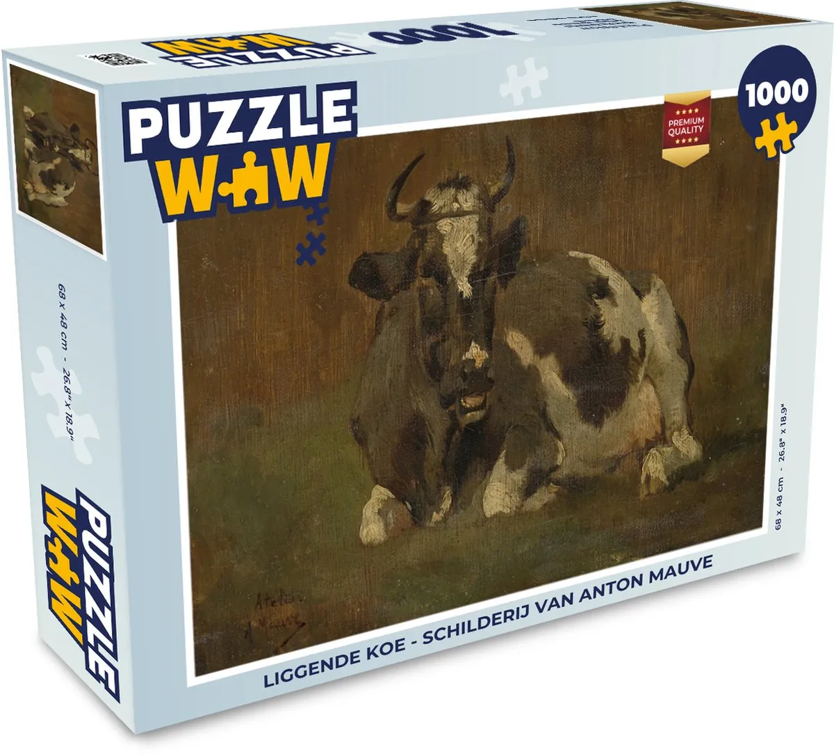 PuzzleWow Legpuzzel Anton Mauve Liggende Koe 1000 Stuks - Multicolor