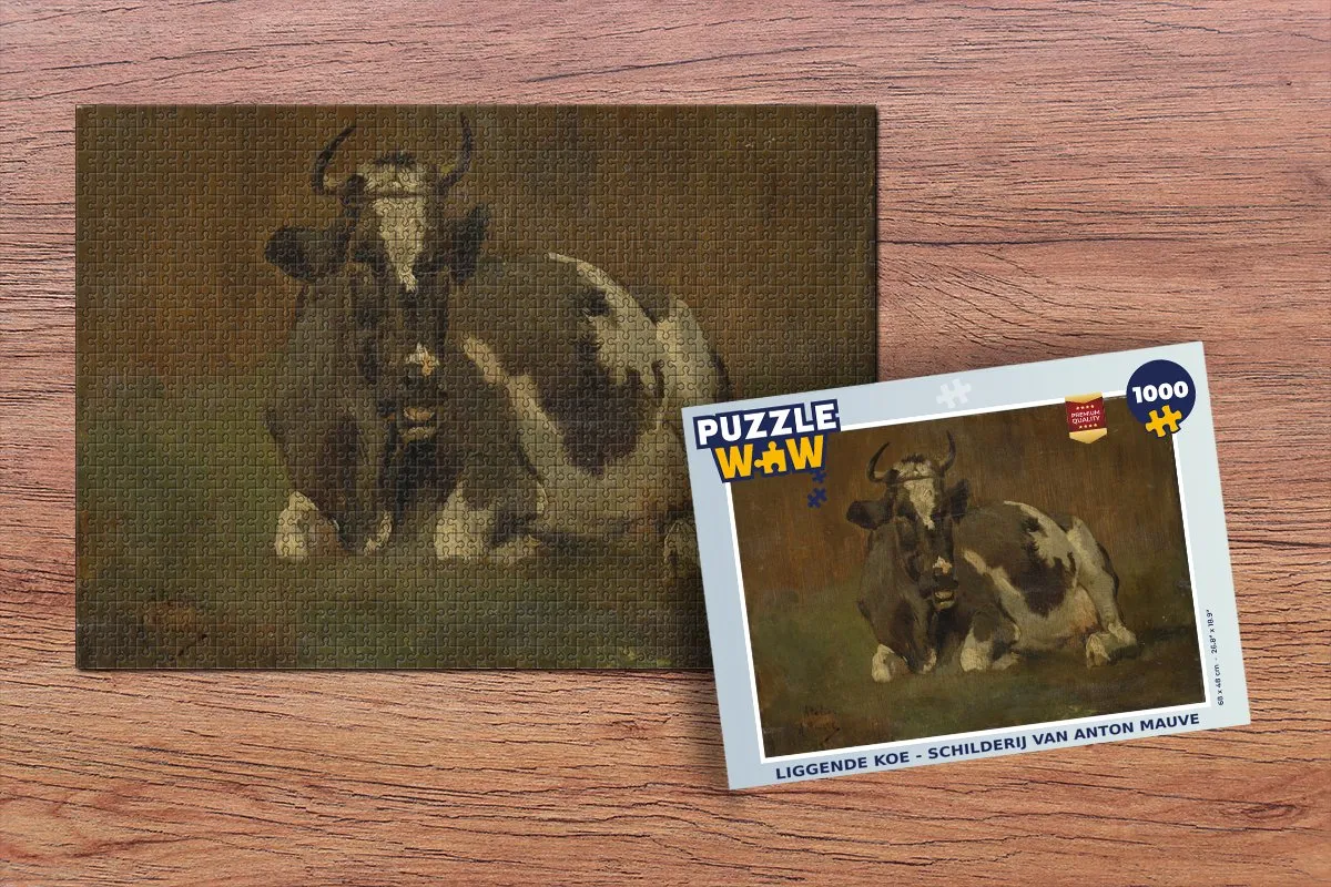 PuzzleWow Legpuzzel Anton Mauve Liggende Koe 1000 Stuks