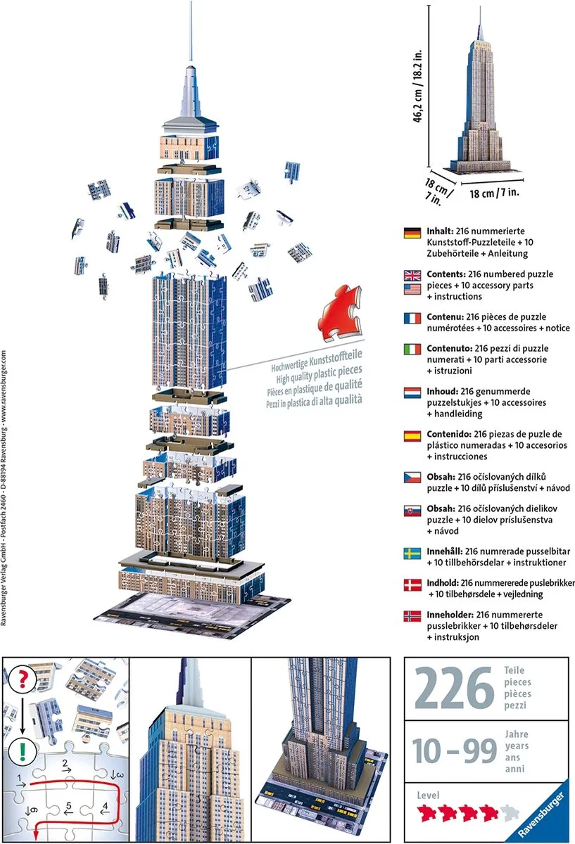 Ravensburger Empire State Building 3D Puzzel - 216 Stuks