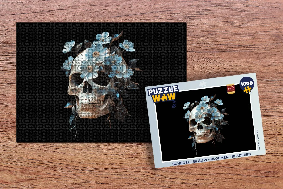 PuzzleWow Schedel Bloemen Legpuzzel 1000 Stuks