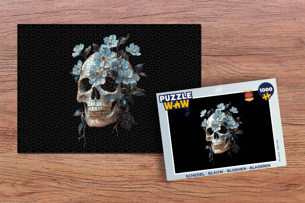 PuzzleWow Schedel Bloemen Legpuzzel 1000 Stuks