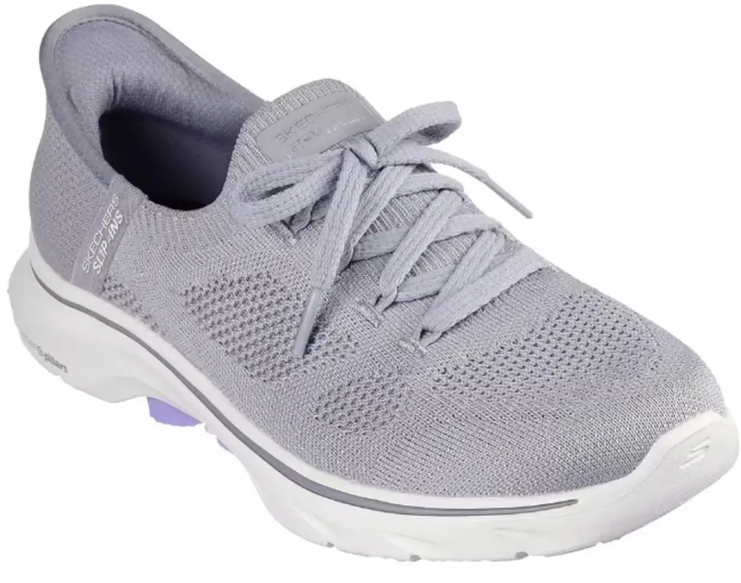 SKECHERS GO WALK 7 VIA, 125213-GYLV, Female, Gray Skechers Comfortable Shoes, Fe