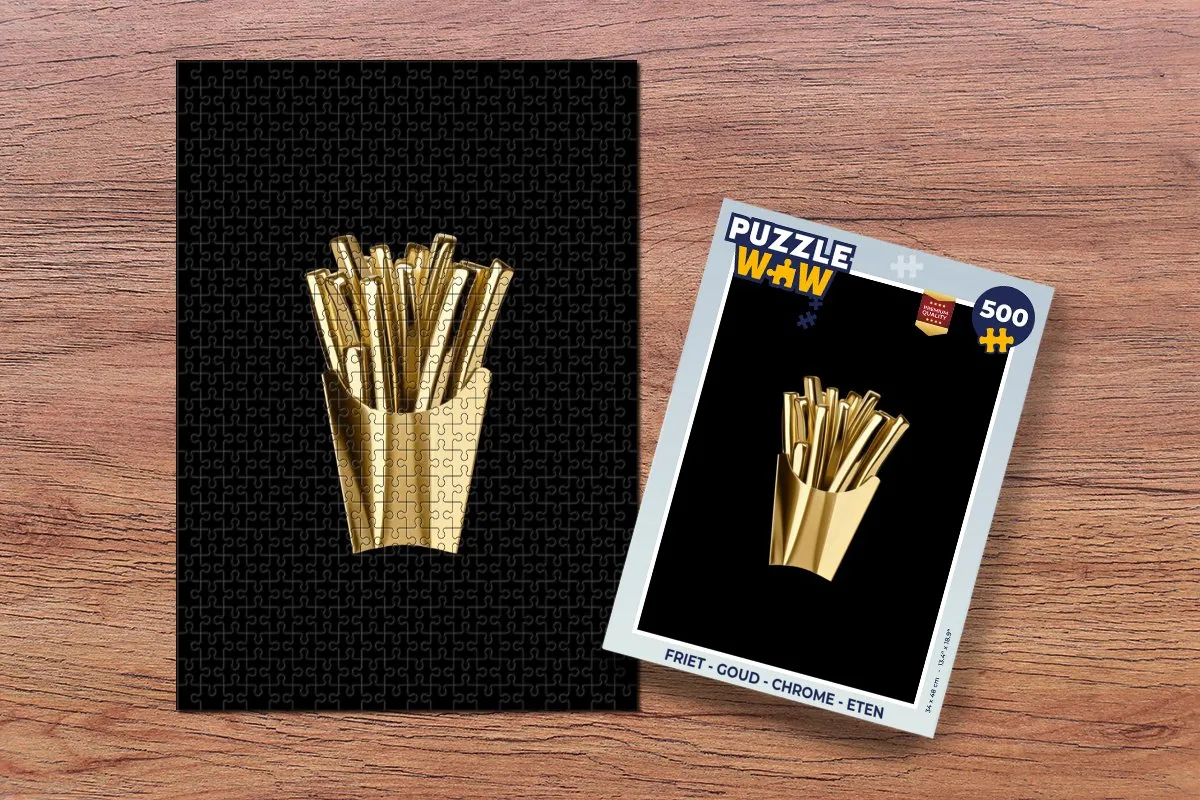 PuzzleWow Friet Puzzel 500 Stuks - Goud/Zwart
