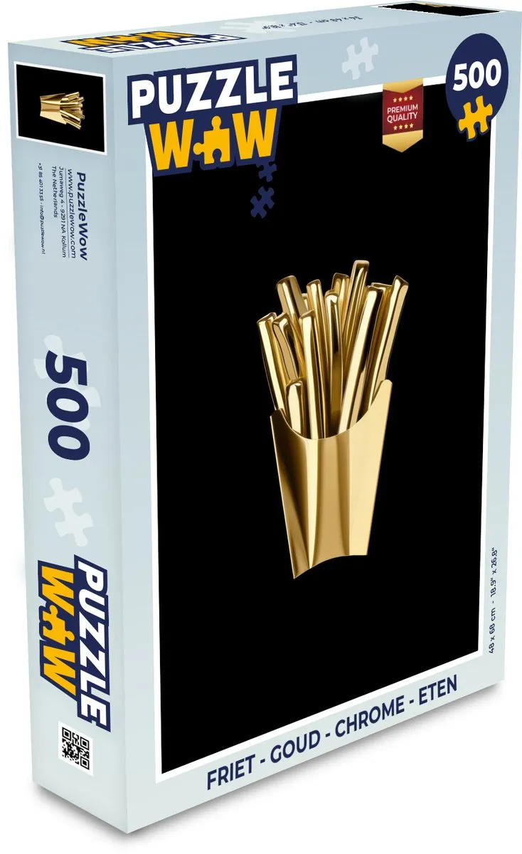 PuzzleWow Friet Puzzel 500 Stuks - Goud/Zwart