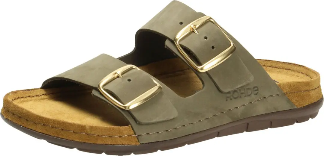 Rohde 5865 61 Slippers Dames - Olijfgroen Leer - 38