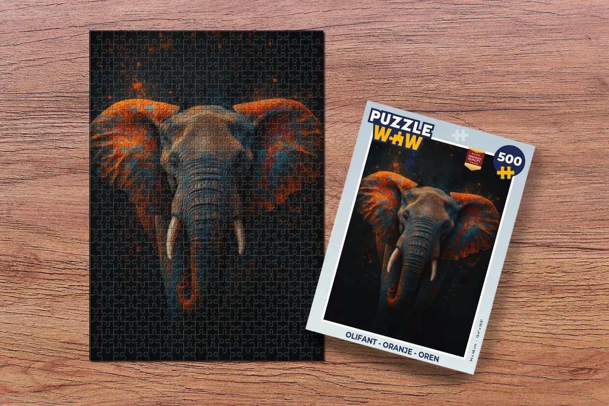 PuzzleWow Olifant Legpuzzel 500 Stuks - Oranje