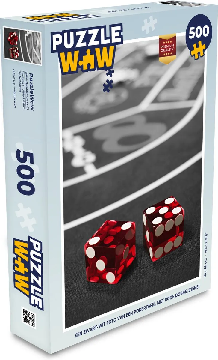 PuzzleWow Pokertafel Legpuzzel 500 Stuks - Multicolor