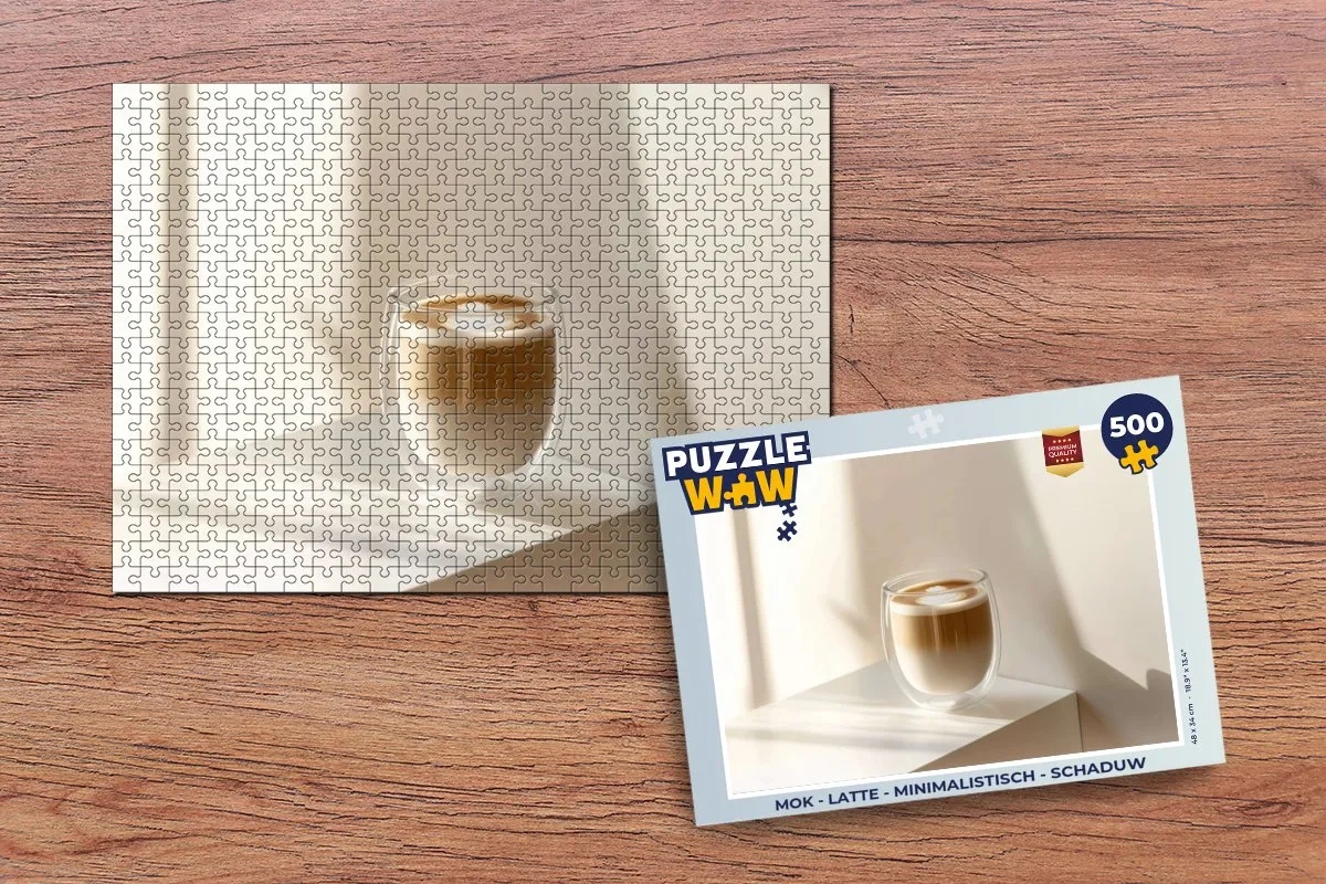 PuzzleWow Mok Latte Legpuzzel 500 Stuks - Glas
