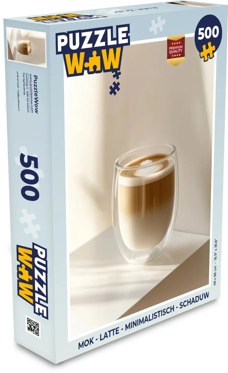 PuzzleWow Mok Latte Legpuzzel 500 Stuks - Glas