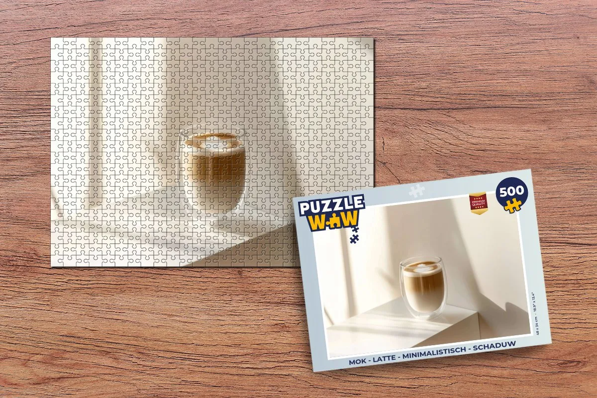 PuzzleWow Mok Latte Legpuzzel 500 Stuks - Glas
