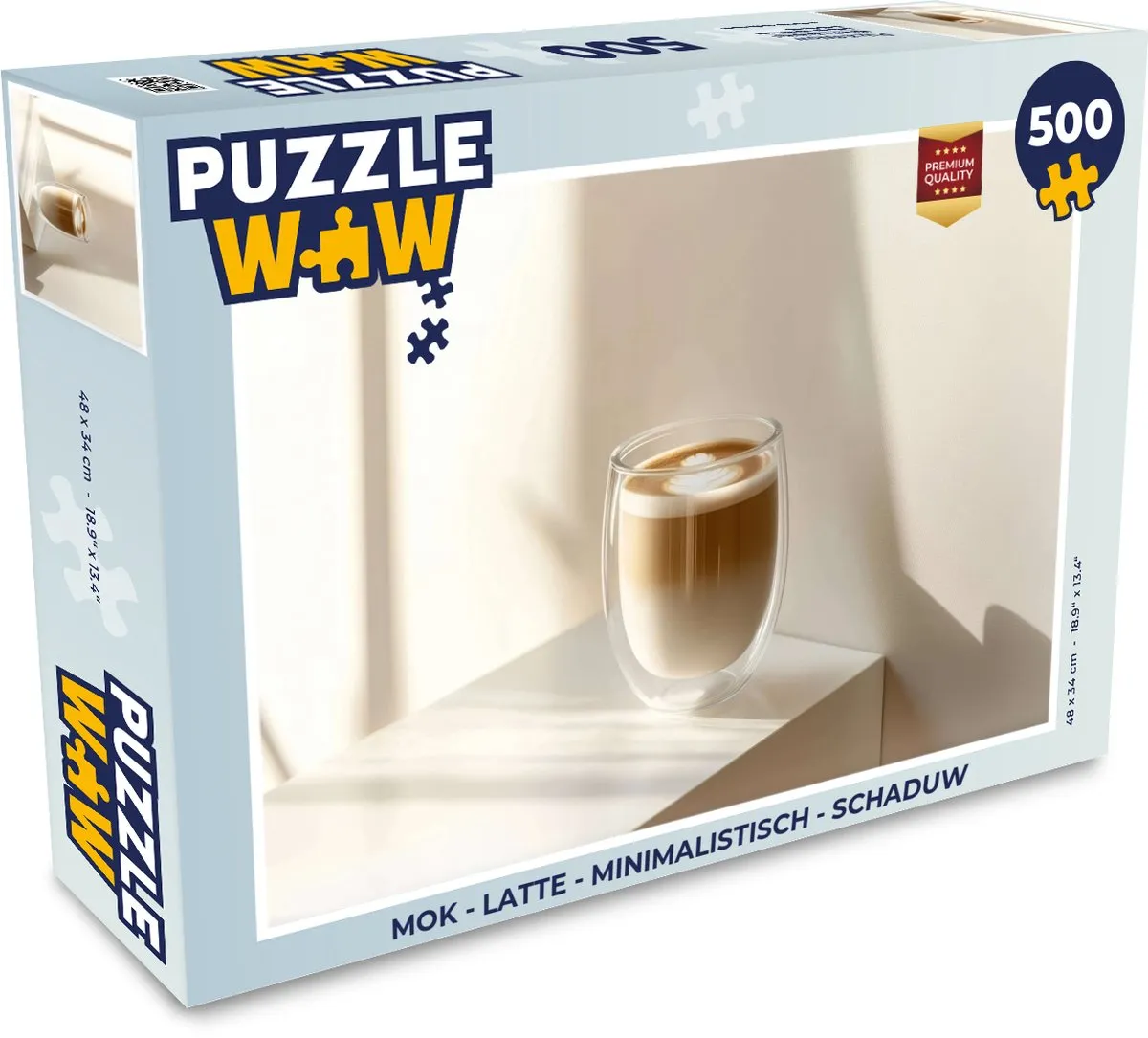 PuzzleWow Mok Latte Legpuzzel 500 Stuks - Glas