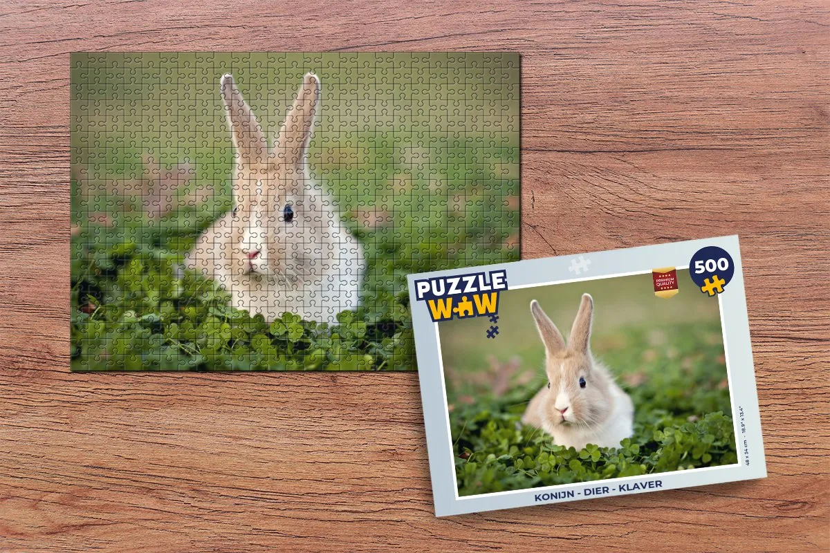 PuzzleWow Konijn Klaver Legpuzzel 500 Stuks - Multicolor