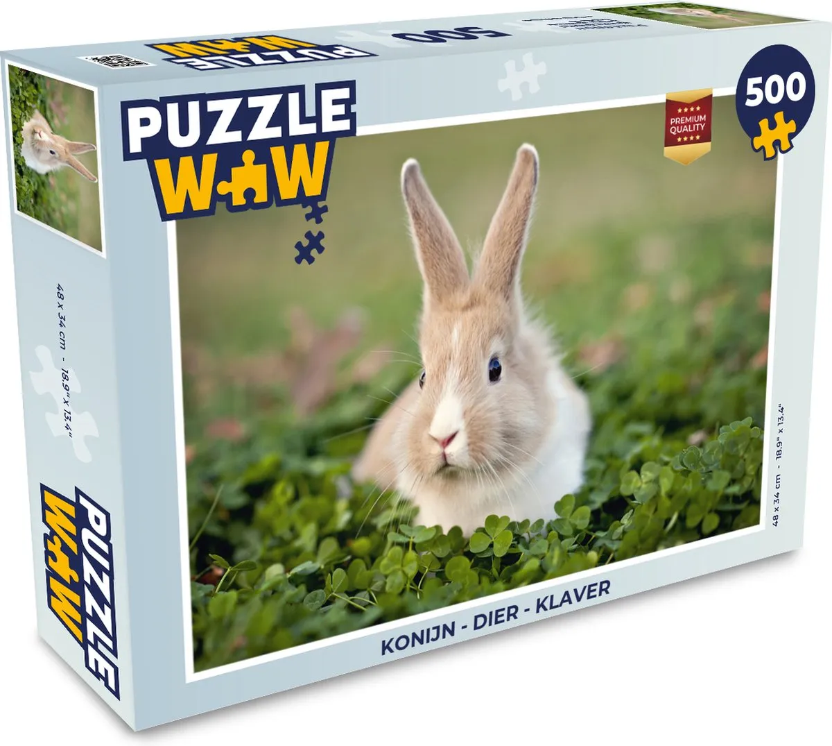 PuzzleWow Konijn Klaver Legpuzzel 500 Stuks - Multicolor