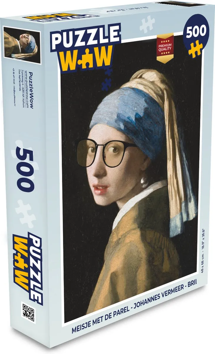 PuzzleWow Meisje met de Parel Legpuzzel 500 Stuks - Multicolor