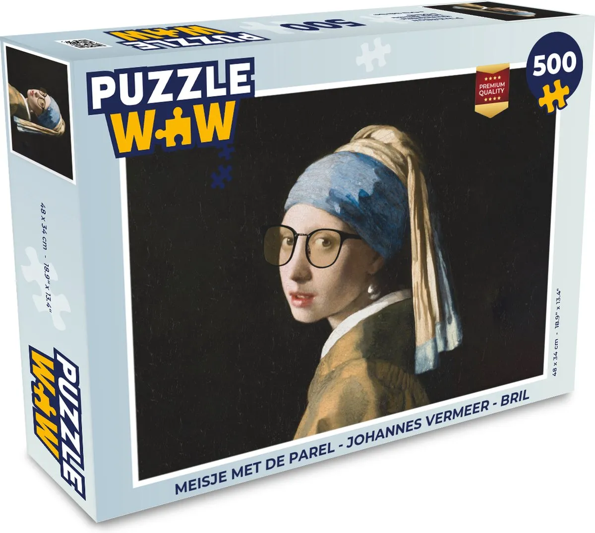 PuzzleWow Meisje met de Parel Legpuzzel 500 Stuks - Multicolor