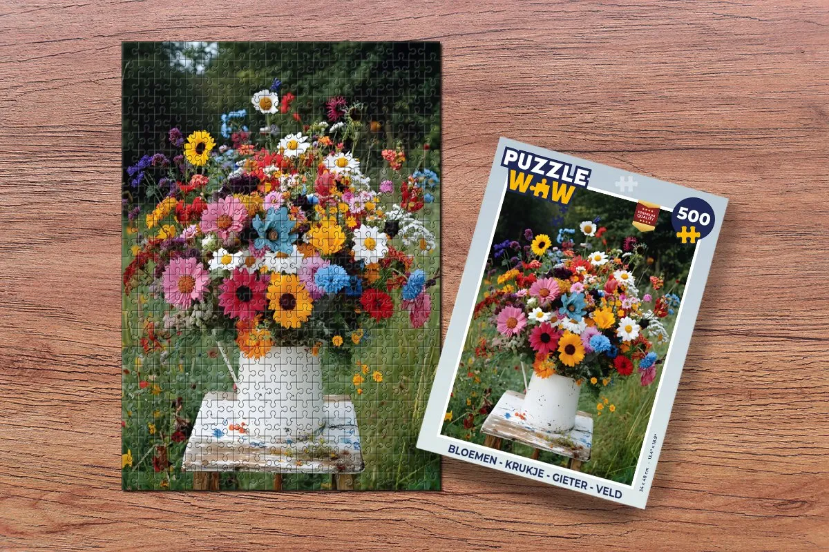 PuzzleWow Bloemen Krukje Gieter Veld Legpuzzel 500 Stuks - MPN 8721414234646