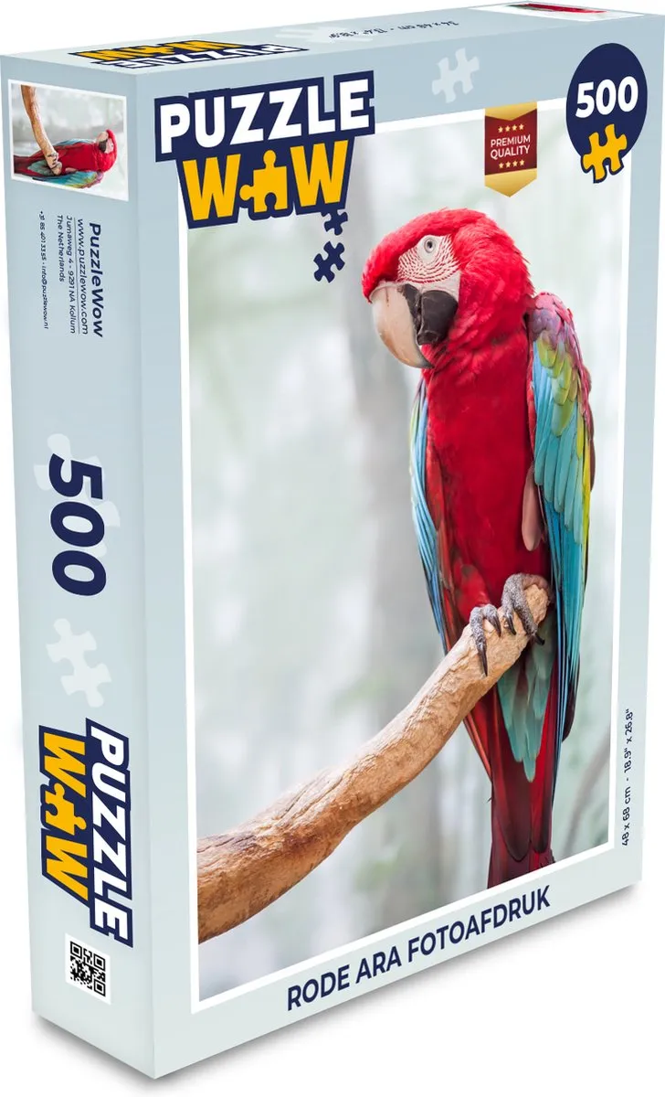 PuzzleWow Legpuzzel Rode ara 500 Stuks - Multicolor