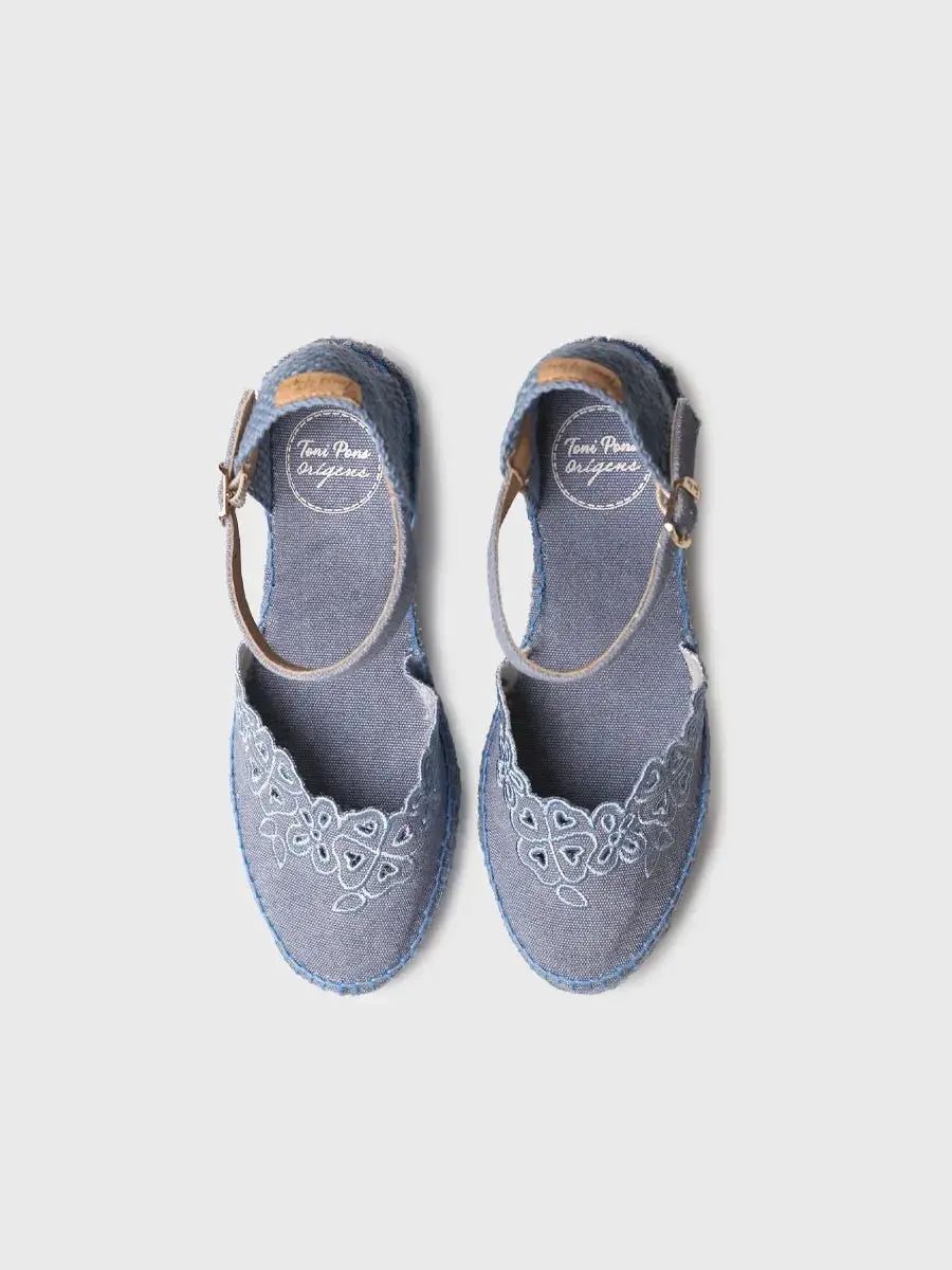 Espadrille met sleehak en borduursel voor dames