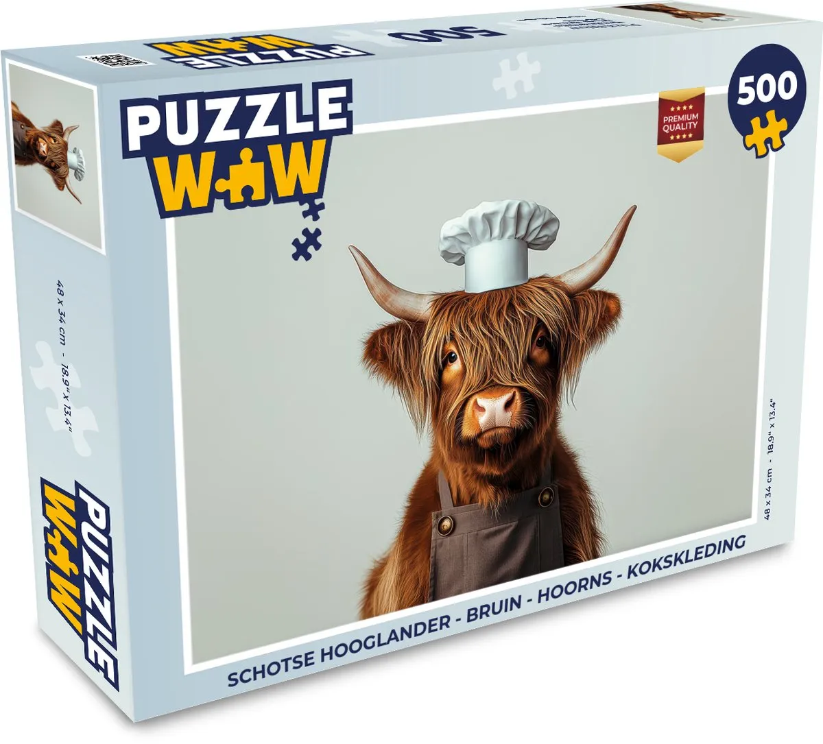 PuzzleWow Schotse Hooglander Legpuzzel 500 Stuks - Kokskleding