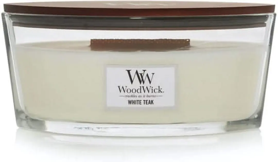 Woodwick Heartwick Flame Ellipse Geurkaars - 50 Branduren - Wit - afbeelding 2 van 3